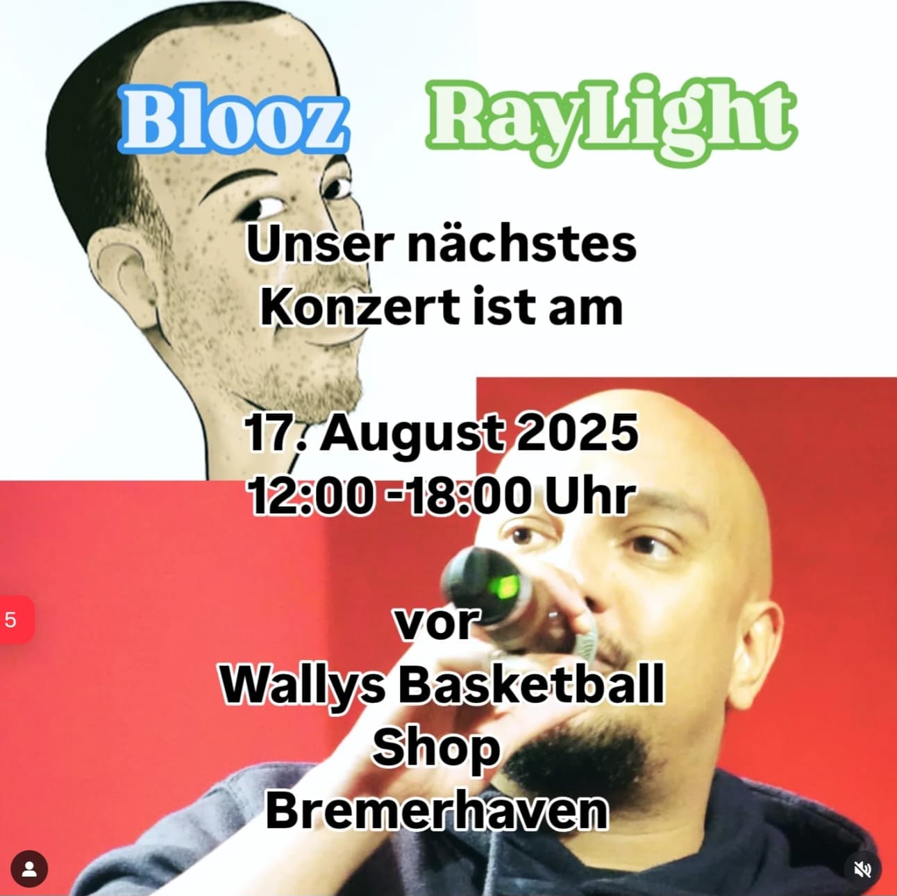 Konzert vor Wallys Basketball Shop 17. August 2025 Ankündigung